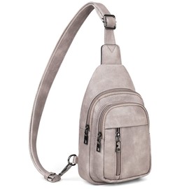 MASINTOR Sling Bag for Women - Crossbody Bags Fanny Pack with Vegan Leather - Adjustable Sling Backack for Travel Charcoal Grey