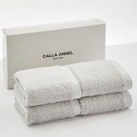 Calla Angel New York【Egyptian Super Long Cotton GIZA86 100%】Premium Hand Towels, Set of 4, High Absorbency, Soft, Twist-Spun, Solid, High-Quality Cotton, OEKO-TEX Certified, Hotel-Grade, Gift, White