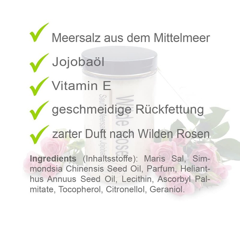 Lashuma Sauna Salt, Wild Rose Sea Salt with Jojoba Oil
