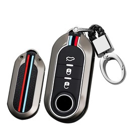 SANRILY Key Case, Key Holder, Key Cover, Key Protection, Suitable for Fiat 500/500C/500L/500X, High Quality, Good Texture, Key Protection, Anti-Scratch, ABS, black key ring black