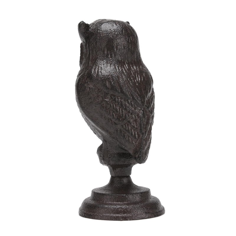 BRASSTAR Cast Iron Owl Statue with Base Smooth Details Garden