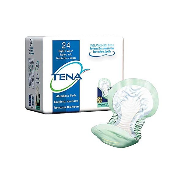 TENA Night Super Bladder Control Pad 62718 One Size Fits Most Pack of 24, White/Green