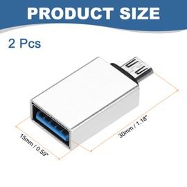 sourcing map USB to Micro USB Adapter Female to Male Converter for Phone Laptop Car Silver