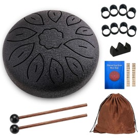 Rain Drum, 11 Notes 6 Inches, Chakra Rain Drum, Steel Tongue Drum, Rain Music Drum, Outdoor Rain Drum, Garden Handpan with Beater, Percussion Instruments (11-Tone 6 Inches)