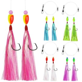 CWSDXM Flounder Rigs, Pr-Rigged Hi Lo Rig Fishing Rigs with Flash Teaser Pompano Rigs Float for Fluke Sea Bass Scup Tautog (Mix Color)