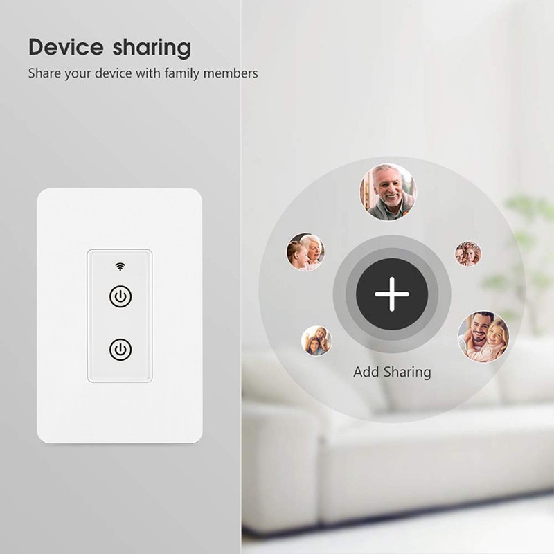 Smart Wall Switch 2 Gang Touch Glass Panel Support Voice