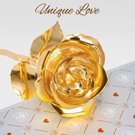 Mikasol 24K Gold Dipped Golden Rose – Elegant Eternal Flower with Message Puzzle Stand – Gift of Appreciation for Mom, Wife, or Mentor