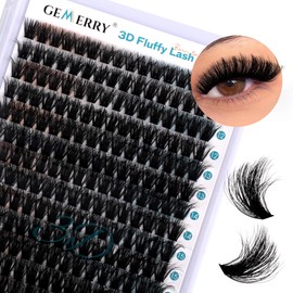Individual Eyelashes, 3D Effect, 100D DIY Cluster Eyelashes, 0.07 D Curl, Individual Eyelash Extensions, Volume Eyelash Clusters at Home, GEMERRY Eyelashes (3D-100D-0.07D-10-18 mm)