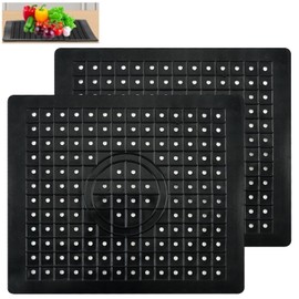Sink Liner, 2 pcs Sink Protector Mat, 31 x 26 cm Anti Slip Sink Protector Mat, Rubber Sink Protector Mat, Soft Rubber Kitchen Sink Mat, Kitchen Sink Mat, for Kitchen, Bathroom, Garden Sinks, Black