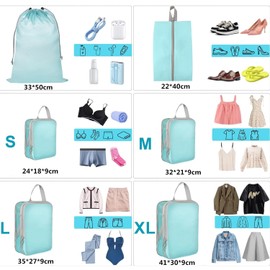 Travel Pouch, Compression Set, Travel Compression Bag, 10-Piece Set, 2024 Newest Type, Travel Compression Bag, Packing Pouch, Variable Space, Save About 60% of Clothing Space, Compression Pouch,