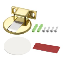 METALLIXITY Magnetic Door Stopper(56x18mm/2.2x0.71") 1Pcs, Zinc Alloy Magnetic Floor Door Stopper with Self Adhesive and Screw Mount - for Bedroom Study Office Living Room, Gold