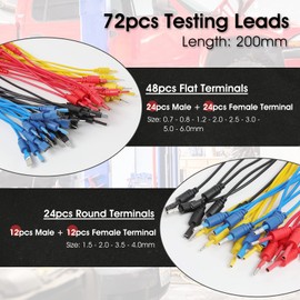 Automotive Circuit Test Leads Kit 92pcs Multimeter Test Lead Set Includes Acicular Probe SRS Connector Alligator Clips 5KΩ Flat/Circular Terminal Potentiometer Cable Tool Case for Auto Diagnostic