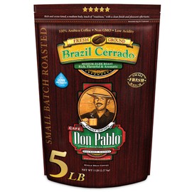 5LB Don Pablo Gourmet Coffee - Brazil Cerrado - Medium Dark Roast - Whole Bean Coffee - 100% Arabica Beans - Low Acidity and Non-GMO - 5lb bag