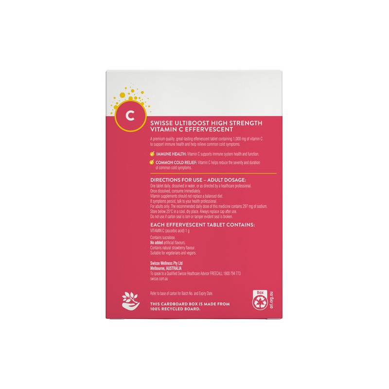 Swisse Ultiboost High Strength Vitamin C Effervescent 60 Tablets