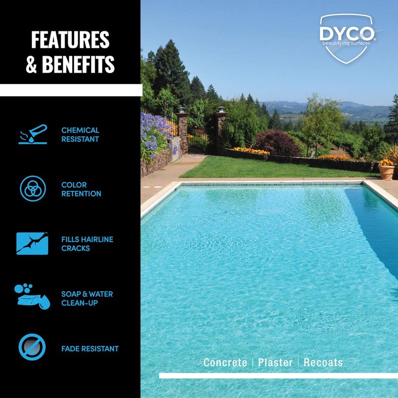 Dyco Waterborne Acrylic Pool Paint, Resistant to UV, Water, Salt,