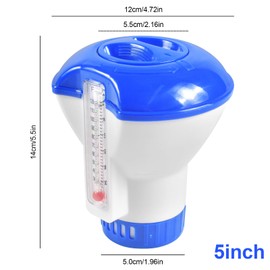 Forhome 5 Inch Large Dosing Float, Chlorine Dispenser with Thermometer 20-200 g, Chlorine & Bromine Tablets Adjustable Container, Pool Accessories for Large and Small Pools, Whirlpool