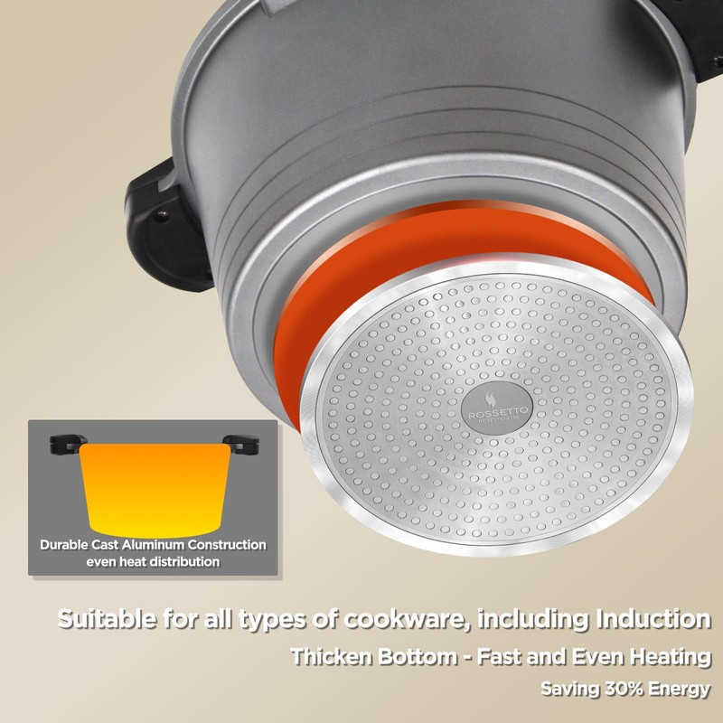 ROSSETTO 8.5QT Pasta Pot with Strainer Lid, 11'' Cast Aluminum