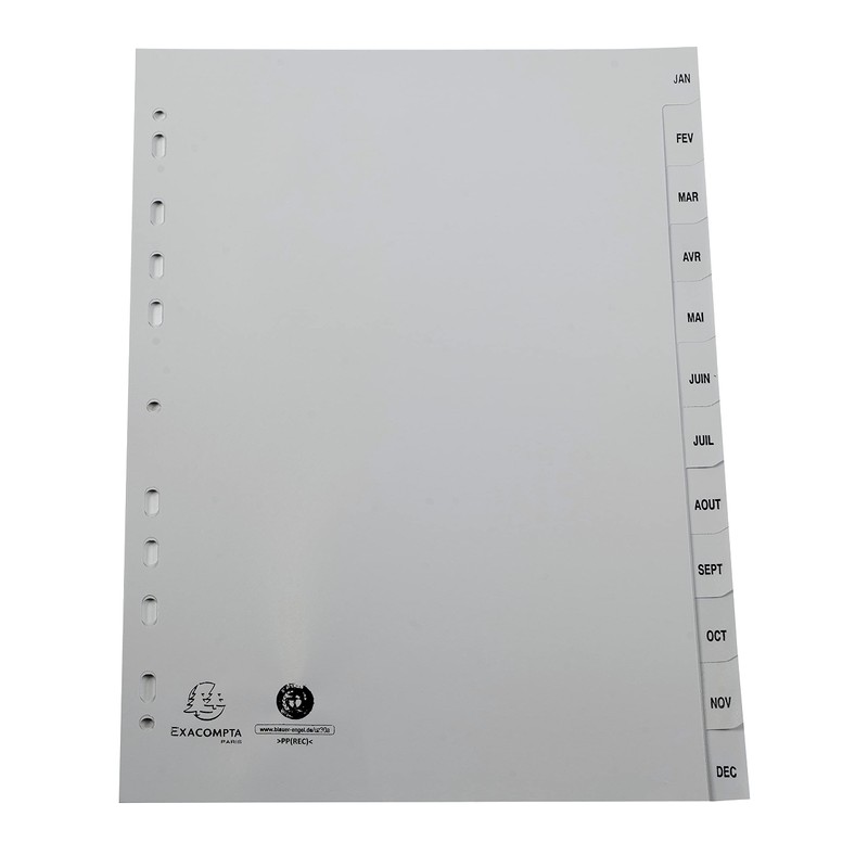 Exacompta - Ref 1812E - PP Printed Indices - For