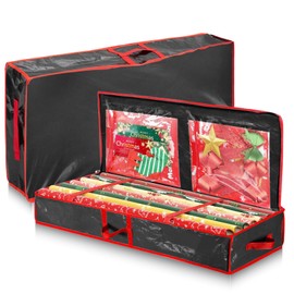 WIYETY Wrapping Paper Storage 104 x 36 x 16 cm, Oxford Waterproof Storage Bag for Wrapping Paper, Wrapping Paper Roll Organiser, Heavy Duty Tear-Resistant Wrapping Paper Organiser (Black Red)