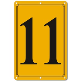 i-CowFun Premium Aluminum Number Signs 11, Metal 12" X 8" Yellow Numbered Signs Outdoor for Parking Lots, Floor, Dock, Court, Aisle, Field, High Visibility, No Fade, Weather-resistant