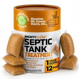 Septic Tank Treatment - 12 Pods, 1 Year Supply - RV Toilet Treatment - Dissolvable Septic Tank Treatment Pods with Natural Bacteria and Enzymes for Effective Septic Treatment - Eco-Friendly Solution