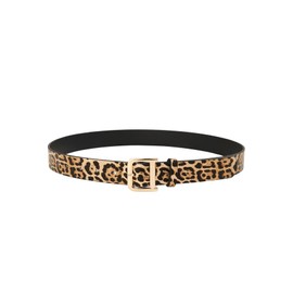 OYOANGLE Women's Vintage Leopard Print Buckle Belts Y2K Fashion Waist Belt for Jeans Pants Coffee Brown 90