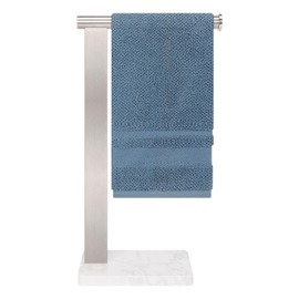 Winmien Stainless Steel L-Shaped Hand Towel Holder, SUS304 Bathroom Towel Rack with Thickened Base for Countertop Vanity (Brush Nickel, Square Base)
