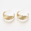 Unbranded Brass Stud Earrings Leaf Real 18K Gold 24x11.5mm 0.8mm