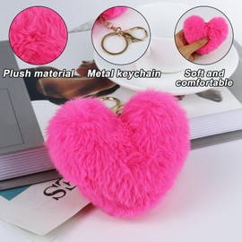 WisePoint Women's Key Fob 2 Pieces, Plush Key Ring for Car Keys, Heart Key Fob for Decorating Purse, Backpack, Shoulder Bag, Style 2, S