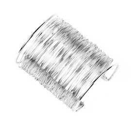 COLORFUL BLING Punk Alloy Hollow Geometric Smooth Polished Gold Hoop Open Cuff Wide Bracelet Bangle Wrist Jewelry for Women Lady (silver wire)