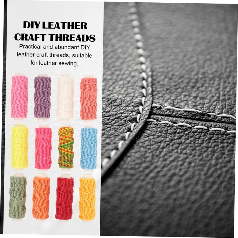 Gadpiparty 12Rolls Durable Waxed Threads for Crafts Functional Waxed Cord