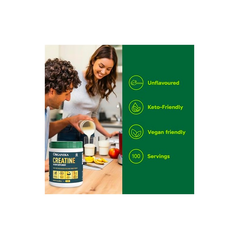 Organika Creatina Monohidratada Micronizada Alta Pureza Sin Sabor 500 g