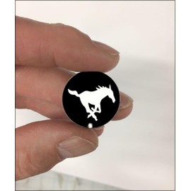 Mustang Award Decals Horse Ponies Stallions Broncos Stangs Thick mil Vinyl 1-1/8" Diameter (100 Decals) Stickers, Football, Baseball, Softball, Lacrosse, Hockey, Coaching, Motivation, Game, Practice (White on Black)