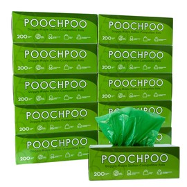 POOCHPOO Case of 2000 Eco-Green Pet Waste Station 200 Bags on Roll (10 Rolls) - Bulk Dog Poop Bag - Dog Waste Station Bags - Doggie Bag Litter Pot