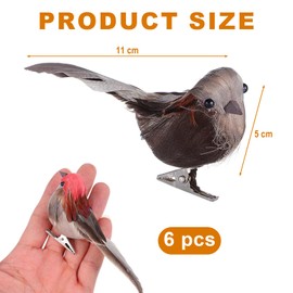 MOLIMOLI 6 Stück Künstliche Federvögel, Deko Vögel Mit Clip – Greifvogel Attrappe, Vogels Dekofigur, Osterdeko, Wetterfeste Zaunhocker Figuren, Vogelfedern, Waldtiere Figuren, Keramik Deko Garten