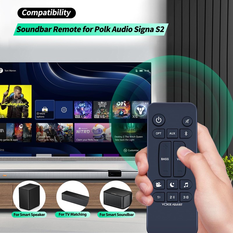 Soundbar Remote for Polk Audio Signa S2, Replacement Control for