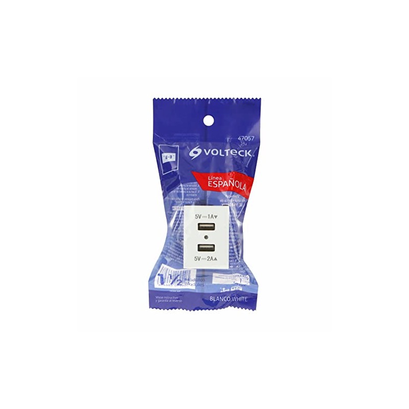Volteck C2USB-EB, Toma con 2 puertos USB 1.5 módulos línea
