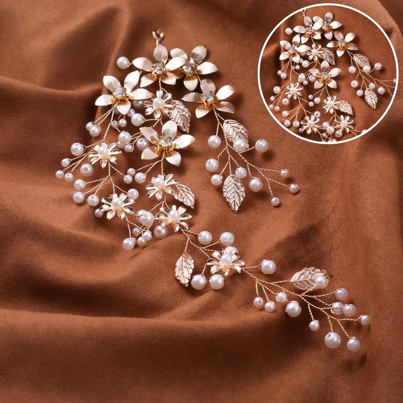 Lunali Headdress Wire Twig Pearl Flower Wedding Headband Hair Accessory