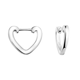 SOFIA MILANI - Women's Earrings 925 Silver - Heart Creole Earrings, Sterling Silver, No Gemstone