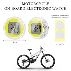 Wevdn 2 PCS Mini Motorcycle Clocks, Waterproof Stick-On 1.1" Diameter Motorbike Digital Clock, Handlebar Clock Watch Dashboard Clock for Most Vehicle, Motorcycle Accessories (Yellow)