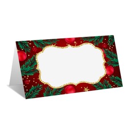Place Cards for Christmas Party, Editable Name Place Cards, Seating Card for Tables, Tent Style Cards for Wedding, Dinner Party or Any Occasion, Easy Folding, Pack of 25 Escort Cards(A15)