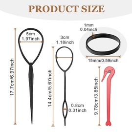 Wosyoodo 1000 Pcs Black Elastic Hair Bands, Hair Elastic Bands, Small Elastic Hair Bands, Hair Rubber Bands for Hair Braids, With Band Removal Hook+2 Hair Braid Tools