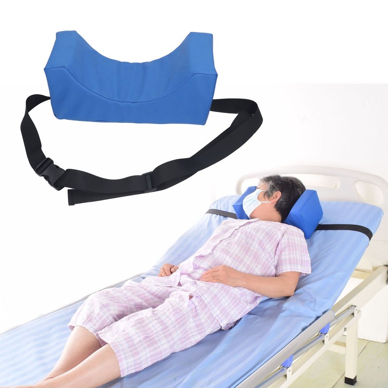 Head Positioner Pillow Blue PU Leather Breathable Comfortable Neck Support