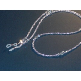 Eyeglass Chain "Tamara" Light Transparent Clear Faceted Glass 28 inches