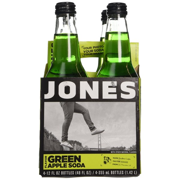 Jones Soda, Green Apple, 12 Fl Oz (Pack of 4)