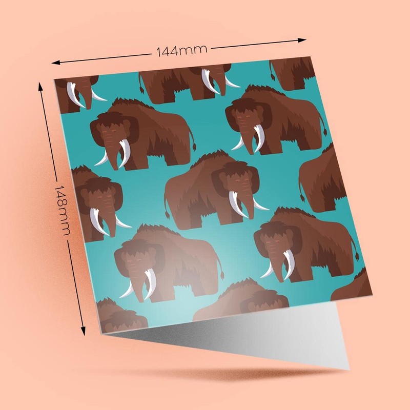 1 x Greeting Card Extinct Woolly Mammoth Pattern - Blank