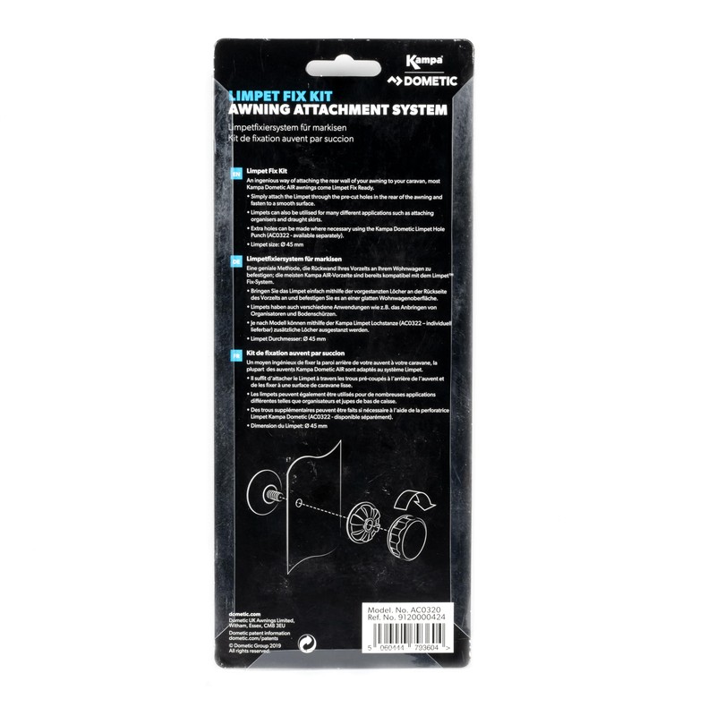KDometic Limpet Fixing System – Pack of 8 Suction Pads