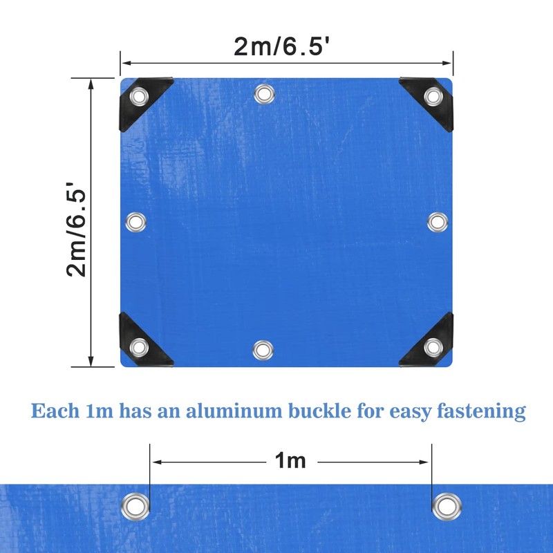 YIJUHOU Tarpaulin Waterproof Heavy Duty 115 GSM Blue Tarp Sheet