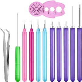 DACUAN Paper Quilling Tools Slotted Kit, 12 Pack Different Sizes Rolling Curling Quilling Needle Pen Paper Cardmaking Project Tools Set for Paper Quilting Paper Flowers