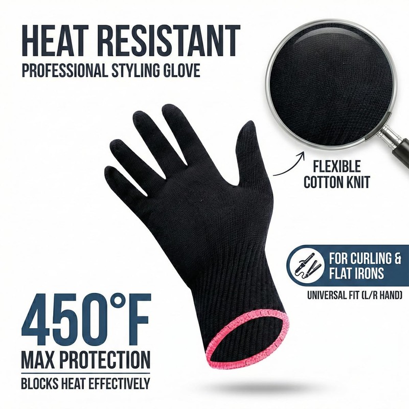 Lotsdonxia Heat Resistant Hair Styling Glove - Protects Hands from